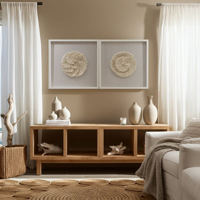 S/2 20x20 Atlantic Shell Shadowbox Art - Al Rugaib Furniture