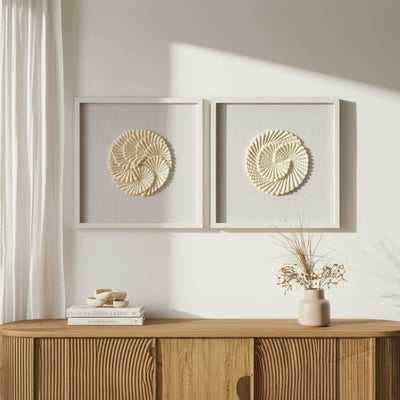 S/2 20x20 Atlantic Shell Shadowbox Art - Al Rugaib Furniture