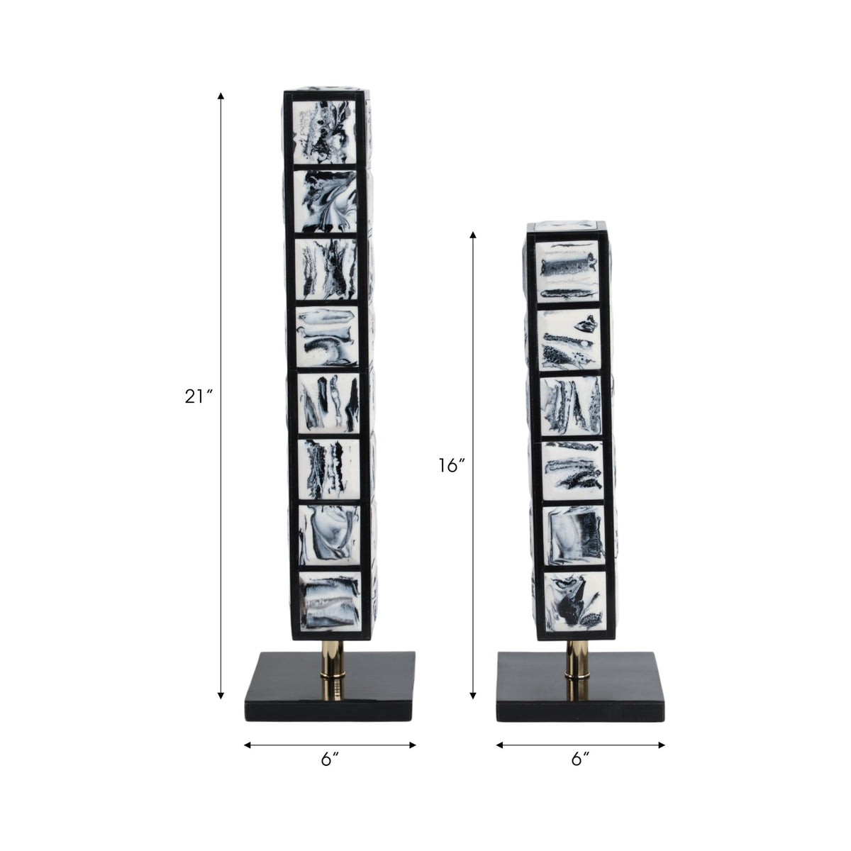 S/2 21/16" Newry Black And White Towers Table Decors| Sagebrook Home