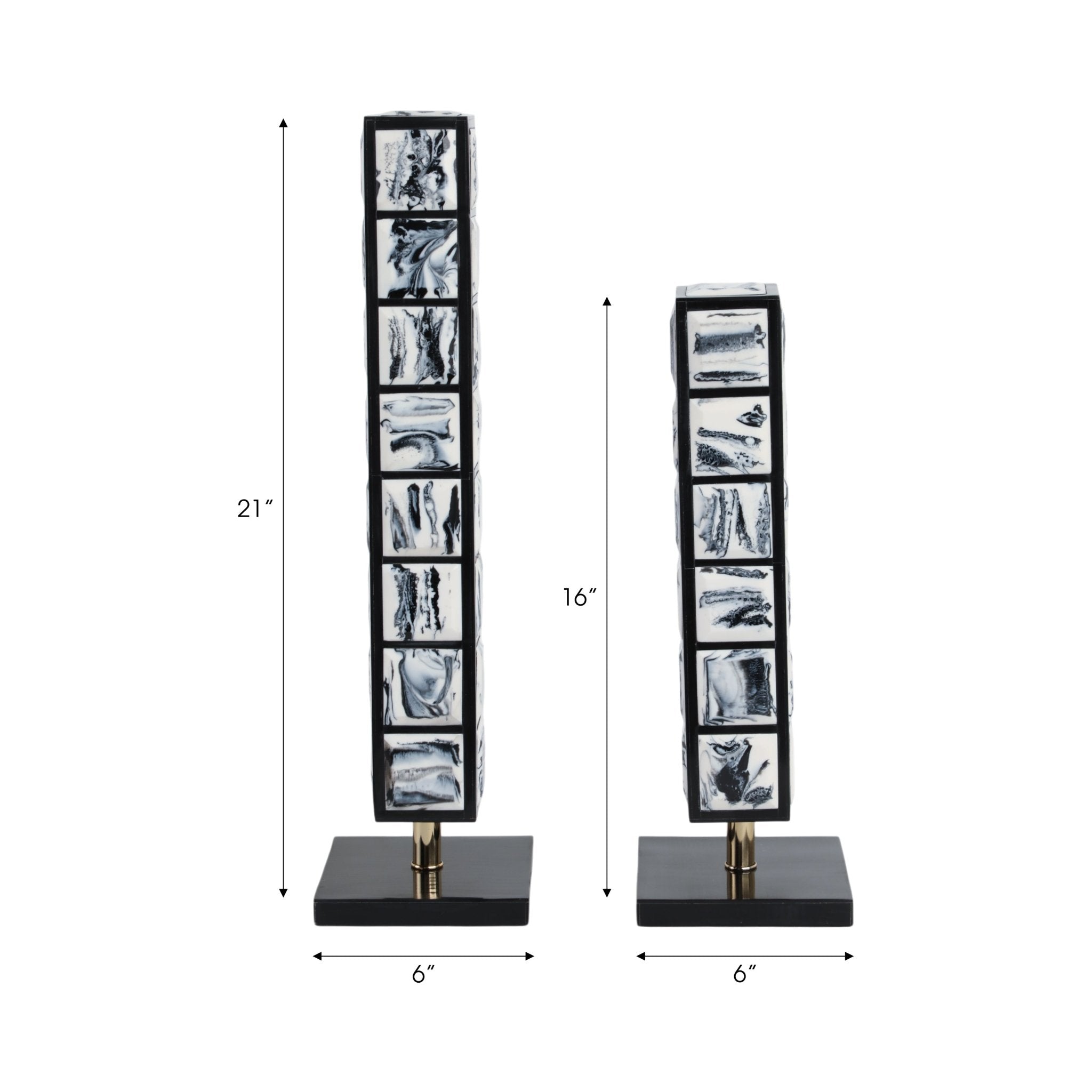 S/2 21/16" Newry Black And White Towers Table Decors| Sagebrook Home