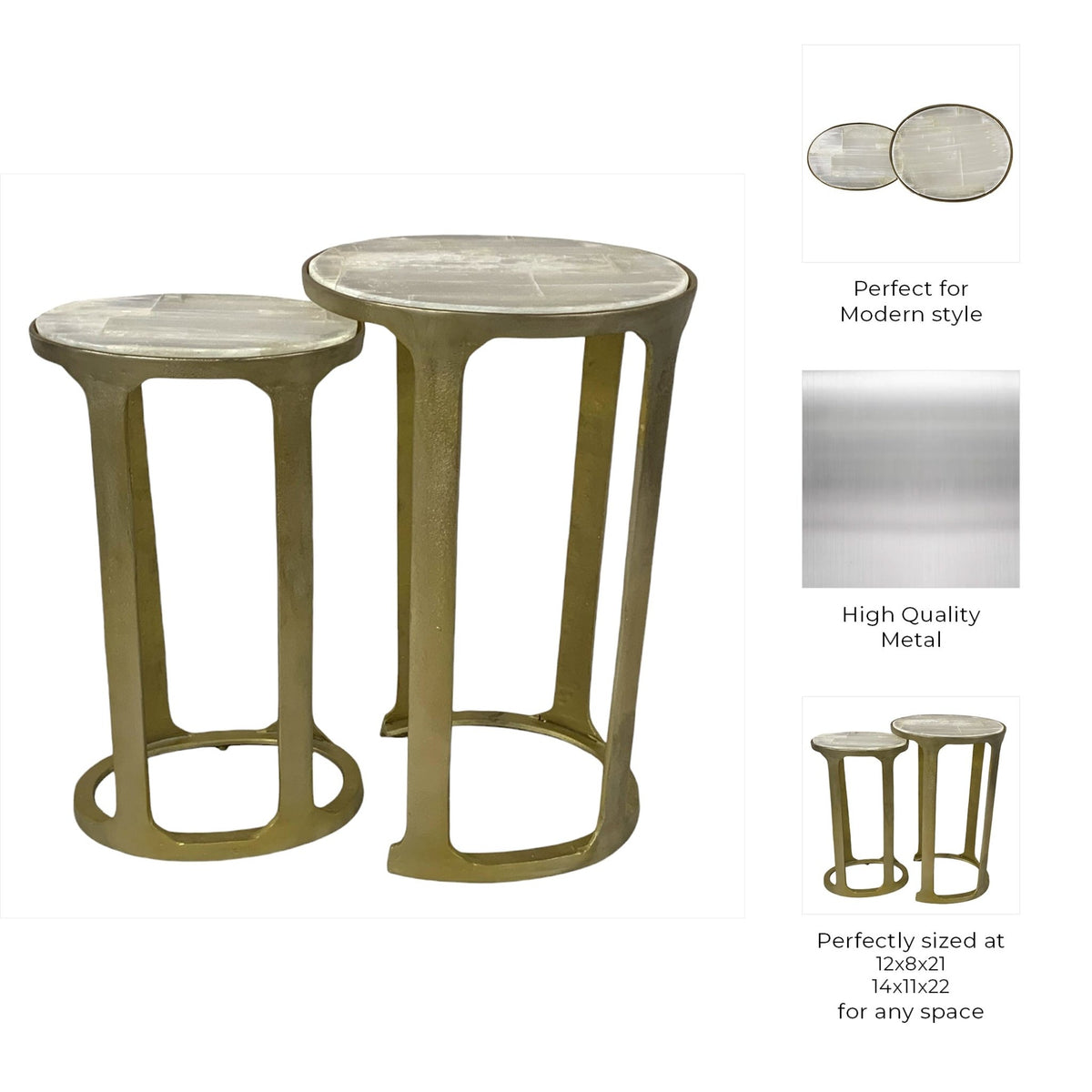 S/2 21/22" SURREY SELENITE TOP ACCENT TABLES Accent & End Tables| Sagebrook Home