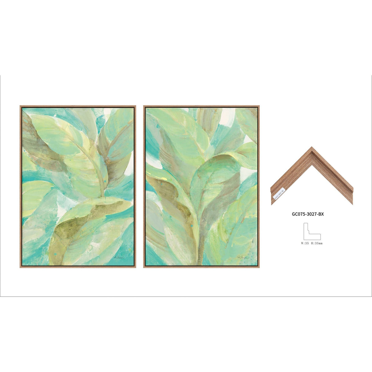 S/2 21X29 LEAVES ON CANVAS, GREEN Wall Art| Sagebrook Home