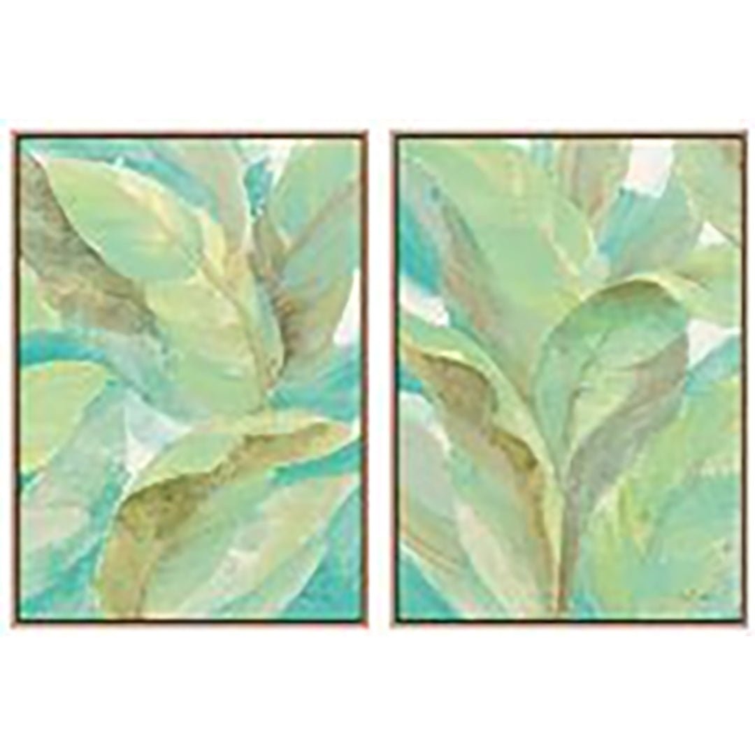 S/2 21X29 LEAVES ON CANVAS, GREEN Wall Art| Sagebrook Home