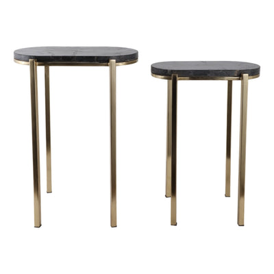S/2 22/24" Dewey Black Quartz Nesting Tables - Al Rugaib Furniture