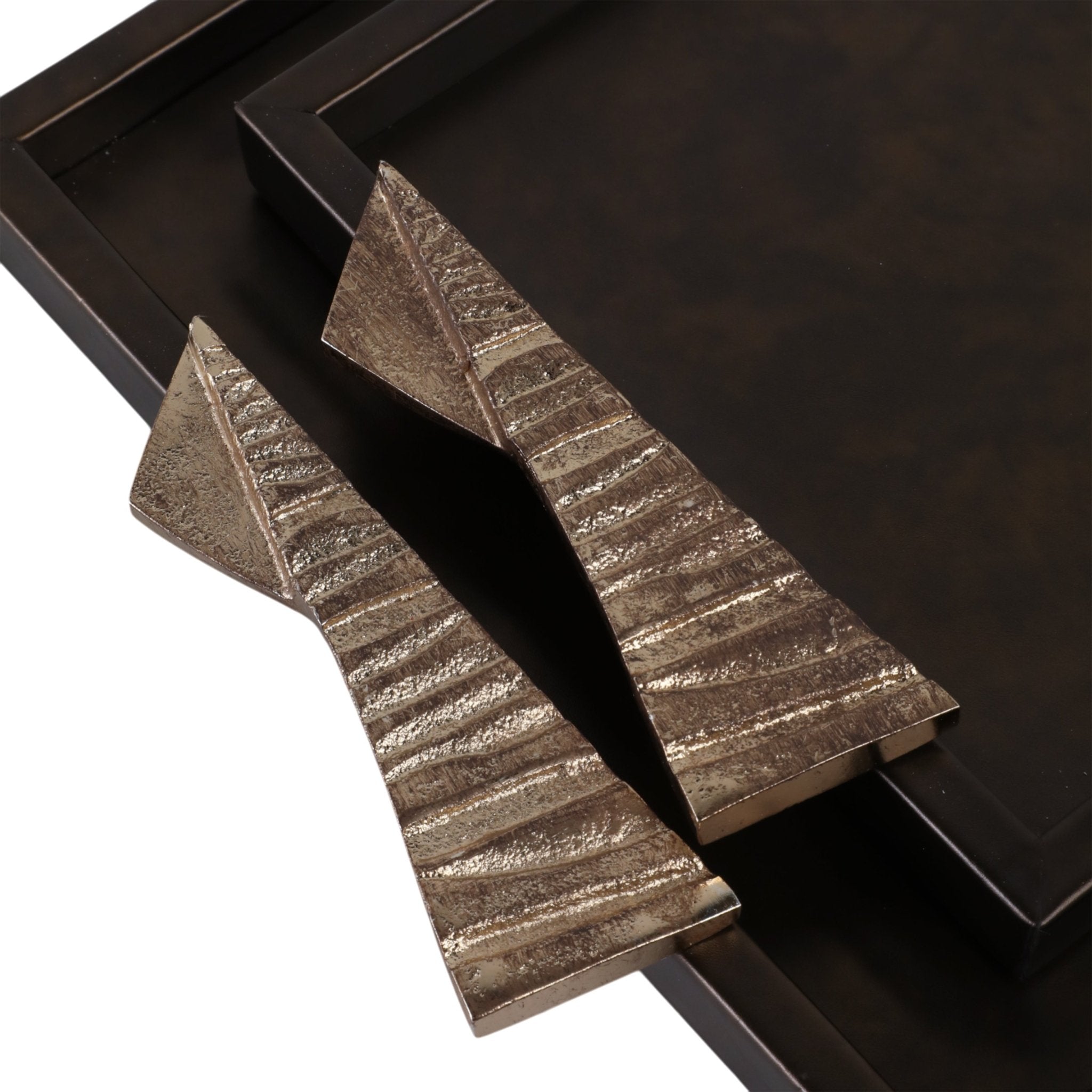 S/2 22/26" ANDROS TRAYS WITH ALUMINIUM HARDWARE Table Decors| Sagebrook Home
