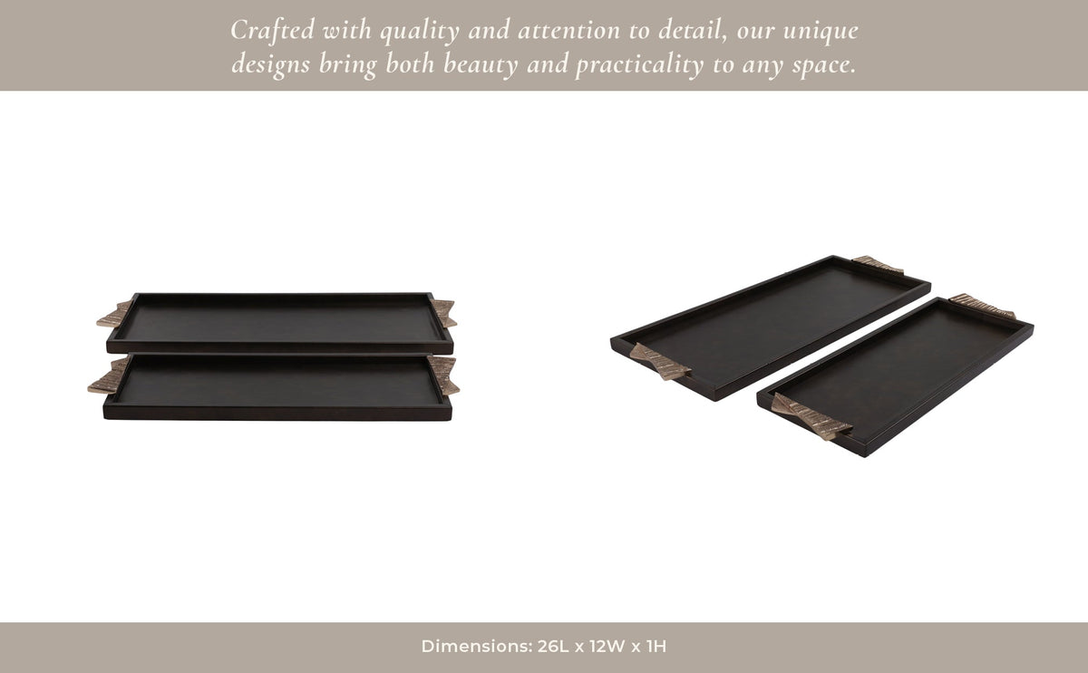 S/2 22/26" ANDROS TRAYS WITH ALUMINIUM HARDWARE Table Decors| Sagebrook Home