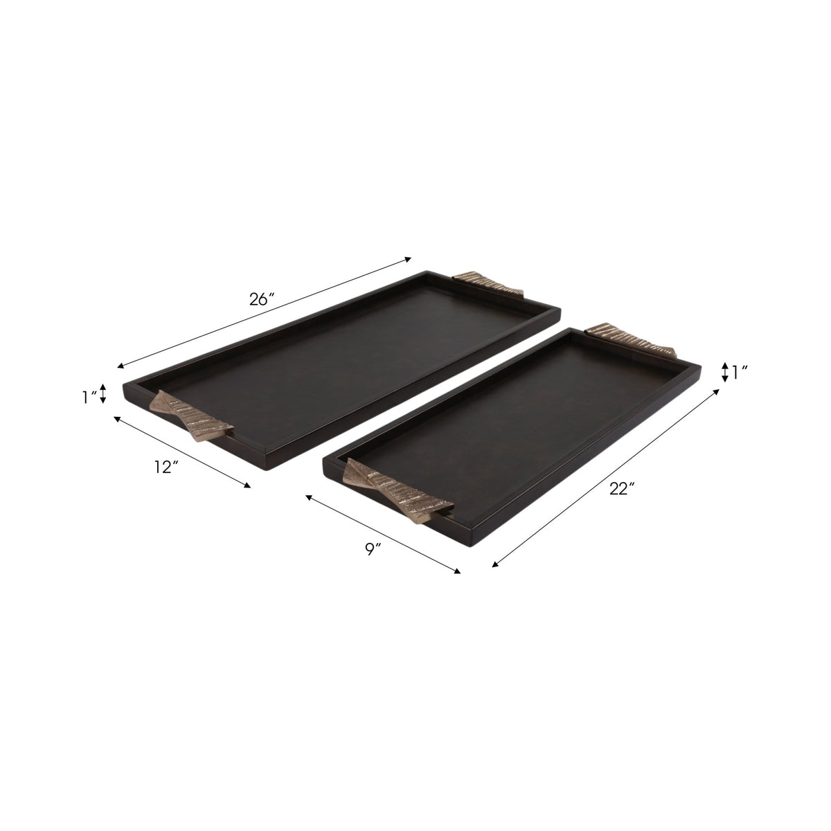 S/2 22/26" ANDROS TRAYS WITH ALUMINIUM HARDWARE Table Decors| Sagebrook Home