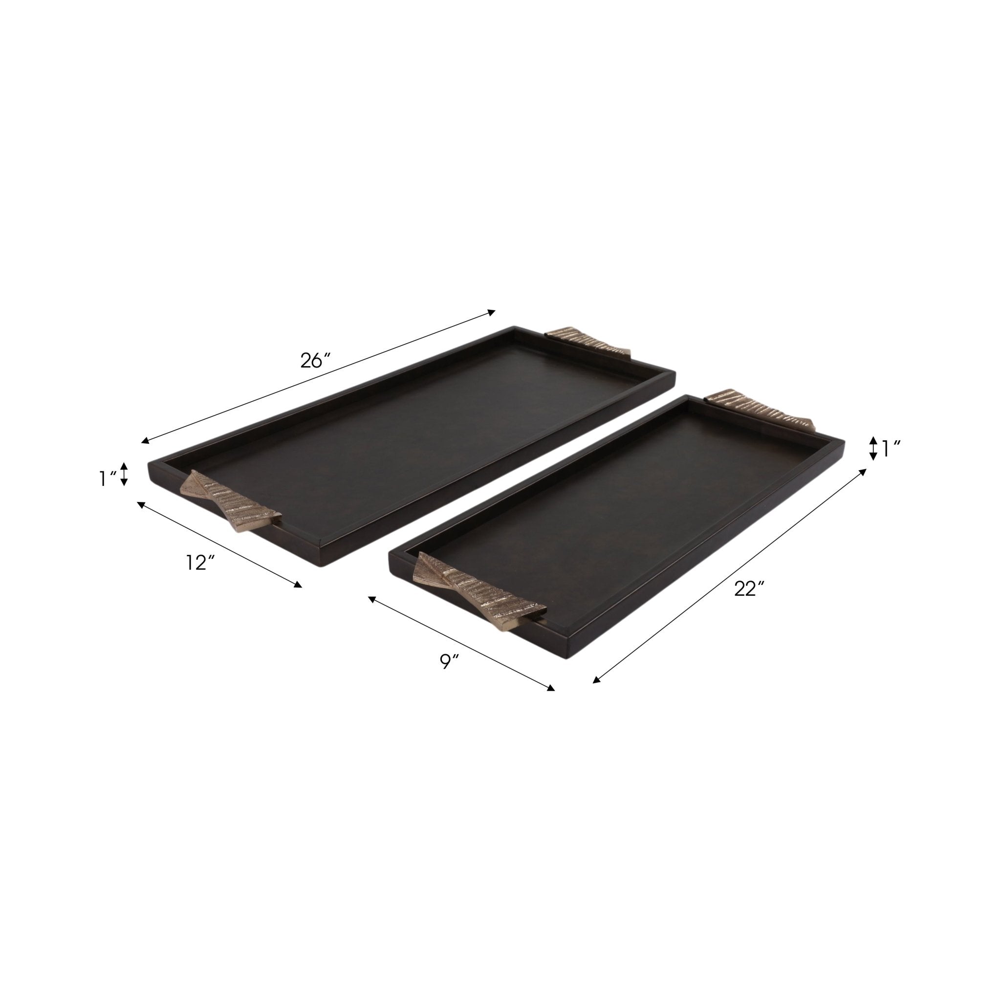 S/2 22/26" ANDROS TRAYS WITH ALUMINIUM HARDWARE Table Decors| Sagebrook Home