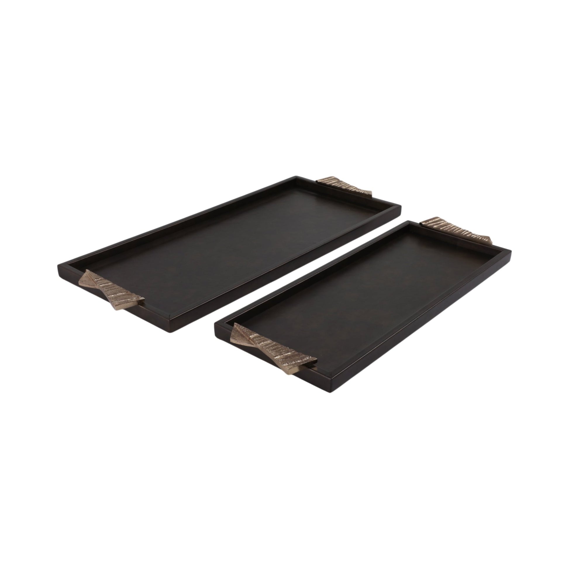 S/2 22/26" ANDROS TRAYS WITH ALUMINIUM HARDWARE Table Decors| Sagebrook Home