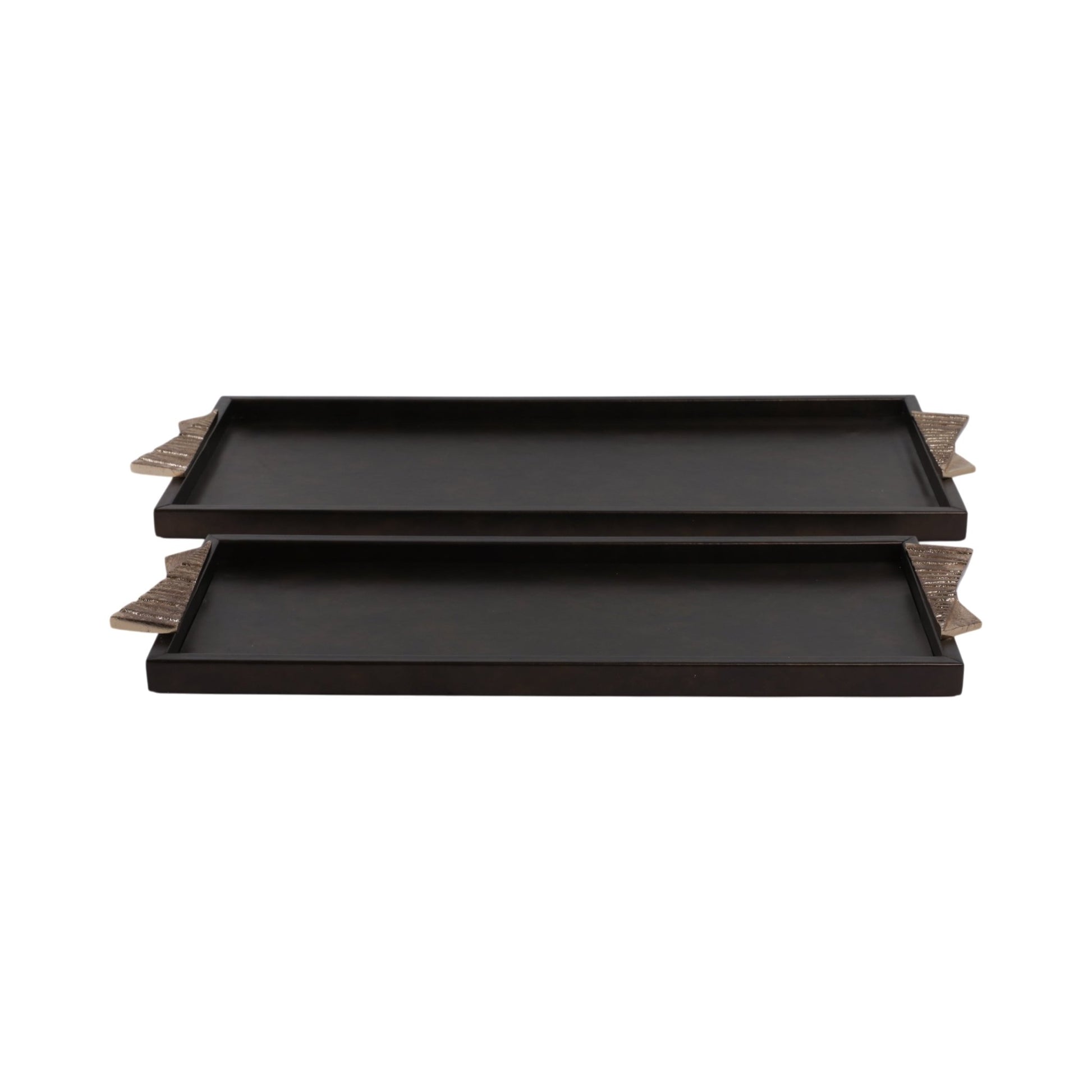 S/2 22/26" ANDROS TRAYS WITH ALUMINIUM HARDWARE Table Decors| Sagebrook Home