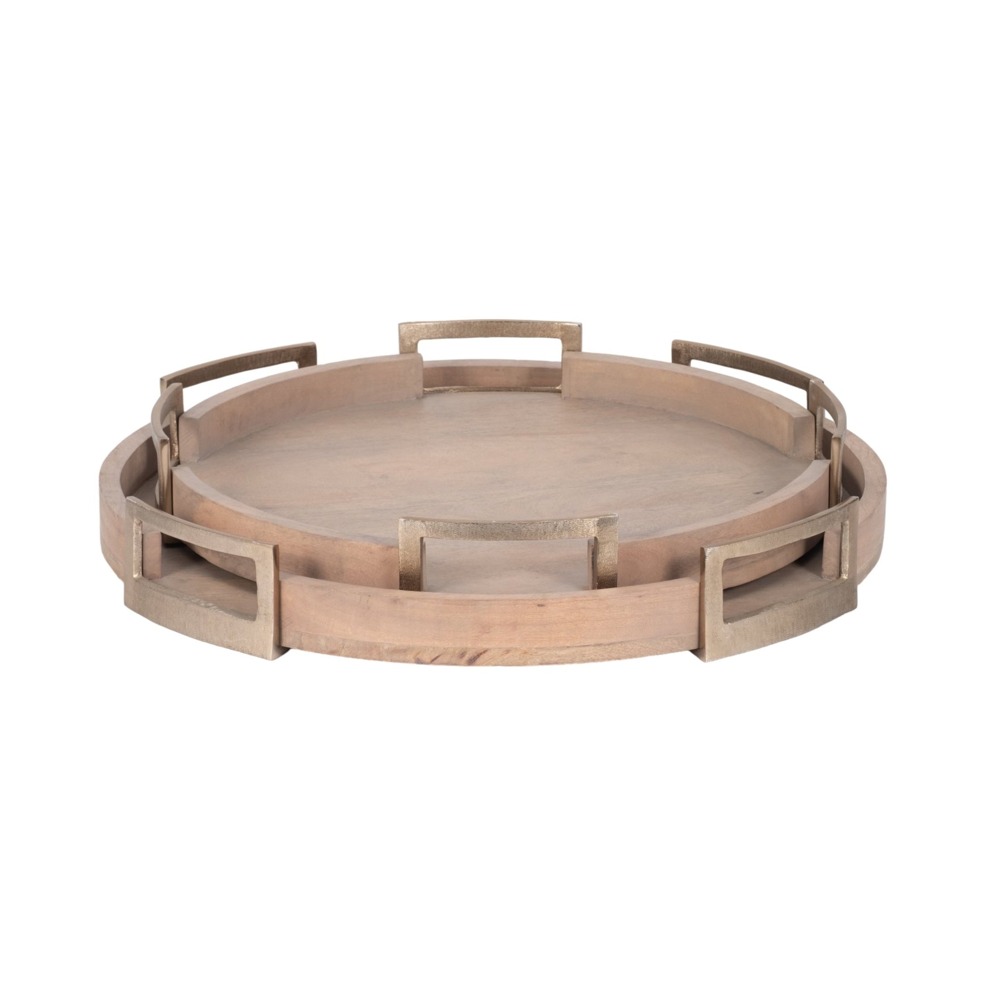 S/2 22/26" Maxwell Round Wood Trays, Natural Table Decors| Sagebrook Home