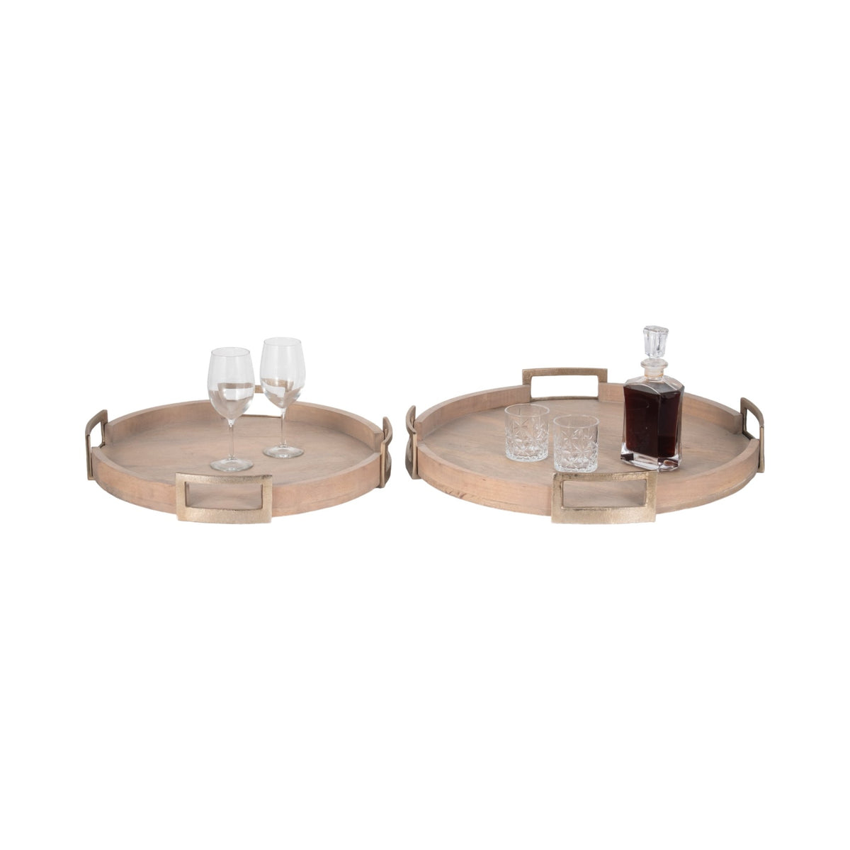 S/2 22/26" Maxwell Round Wood Trays, Natural Table Decors| Sagebrook Home