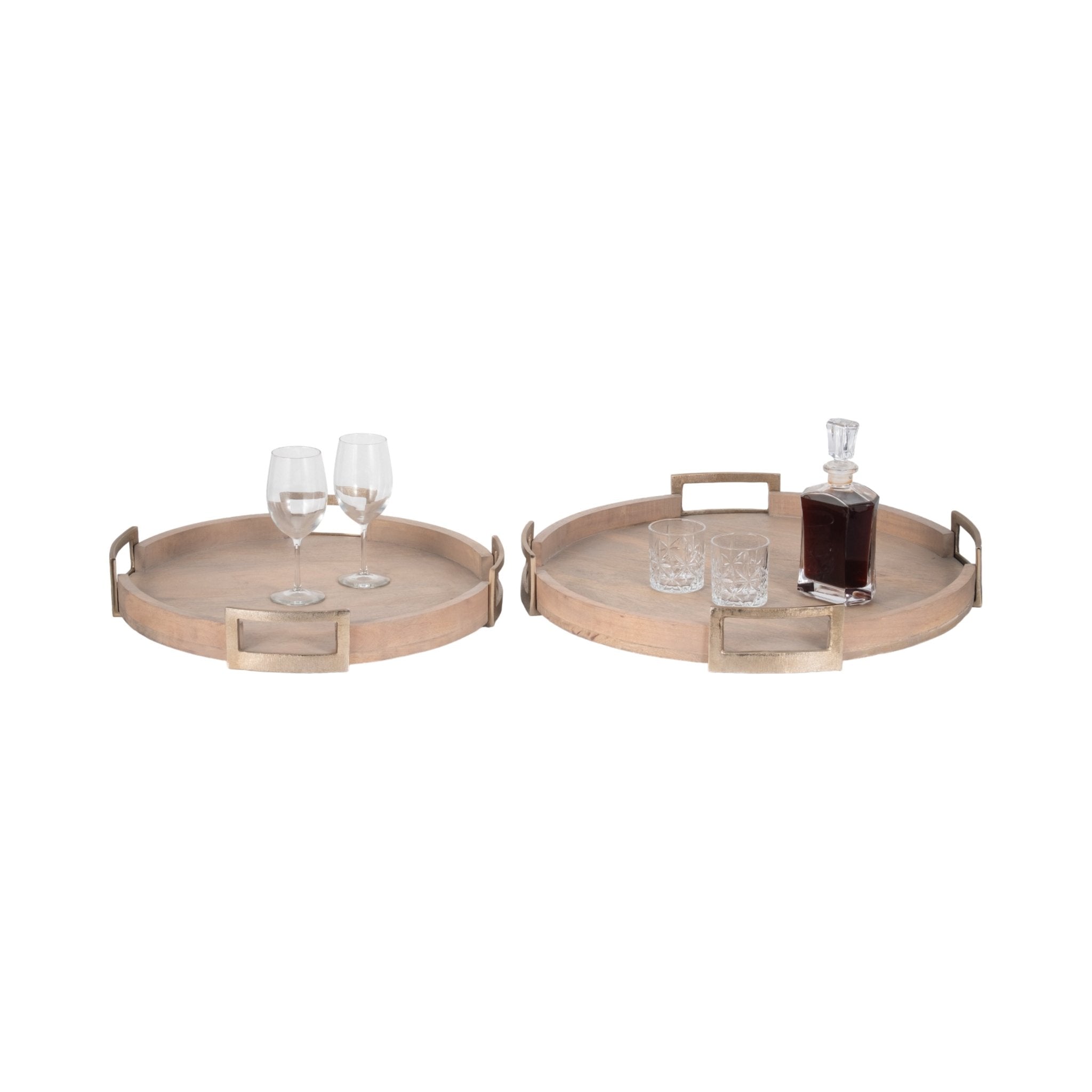 S/2 22/26" Maxwell Round Wood Trays, Natural Table Decors| Sagebrook Home