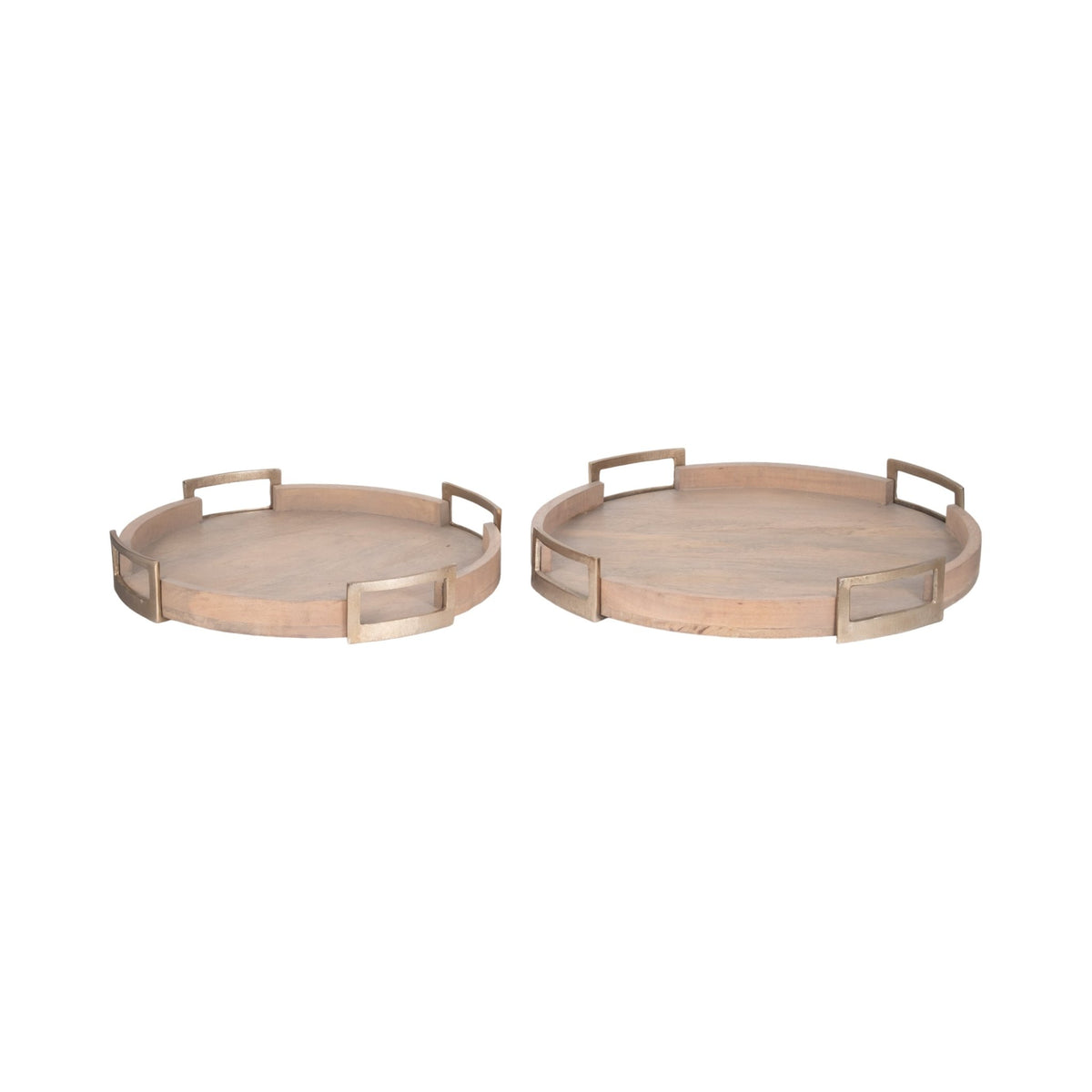 S/2 22/26" Maxwell Round Wood Trays, Natural Table Decors| Sagebrook Home