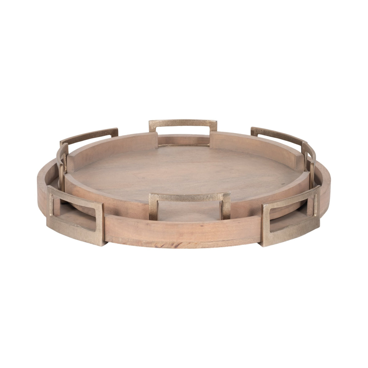 S/2 22/26" Maxwell Round Wood Trays, Natural Table Decors| Sagebrook Home