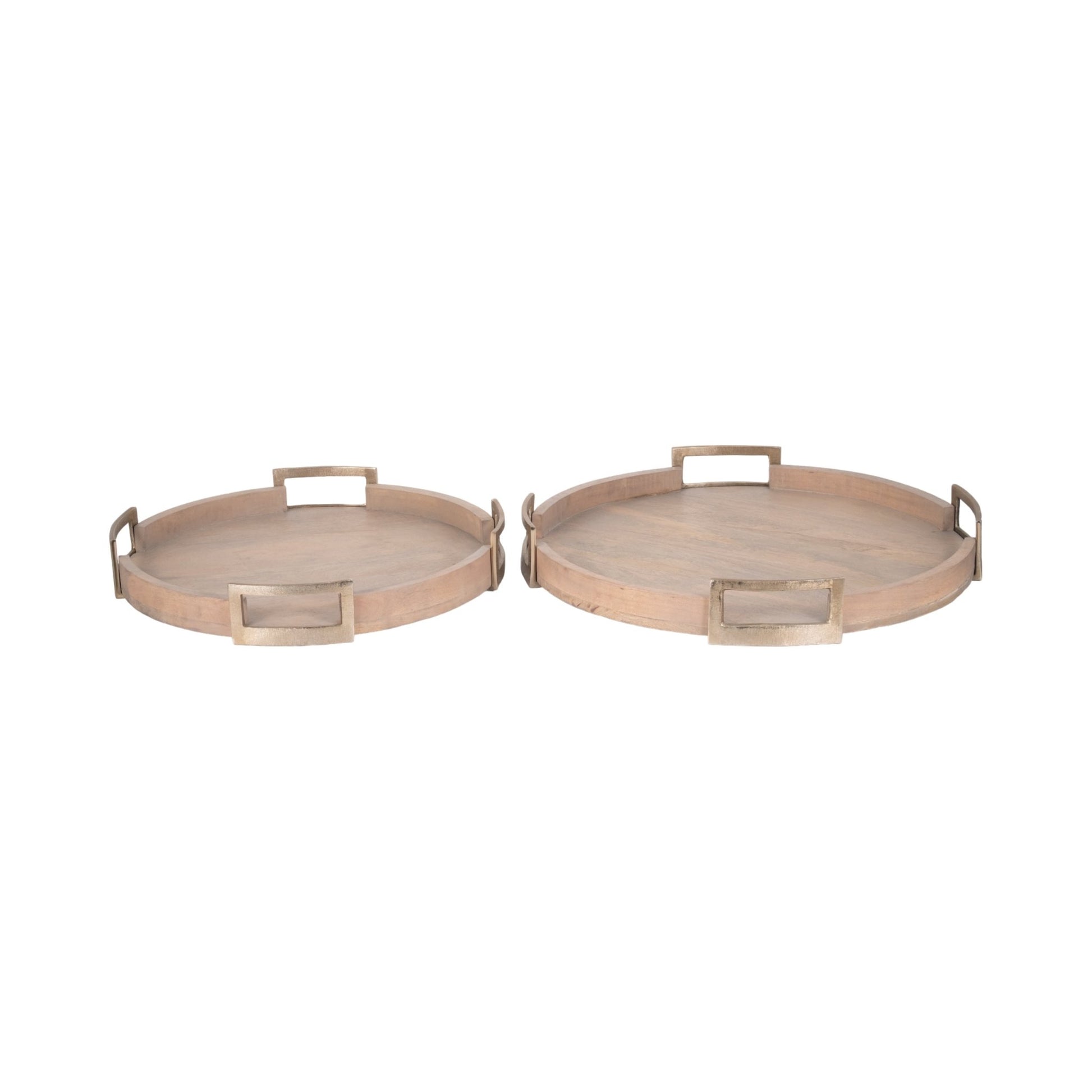 S/2 22/26" Maxwell Round Wood Trays, Natural Table Decors| Sagebrook Home