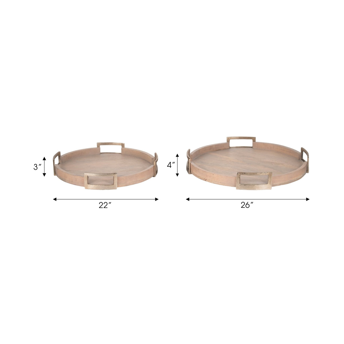 S/2 22/26" Maxwell Round Wood Trays, Natural Table Decors| Sagebrook Home