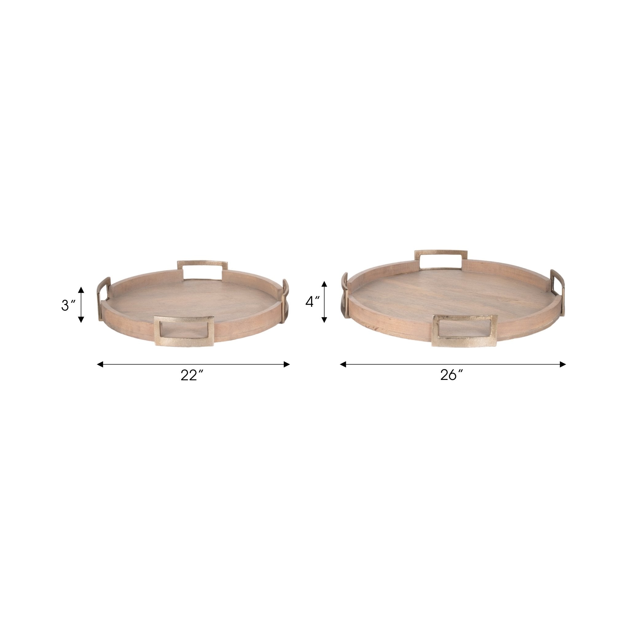 S/2 22/26" Maxwell Round Wood Trays, Natural Table Decors| Sagebrook Home