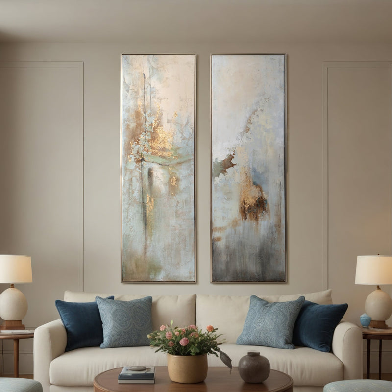 S/2 22x70 Felizia Handpainted Wall Art - Al Rugaib Furniture