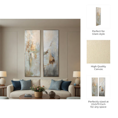 S/2 22x70 Felizia Handpainted Wall Art - Al Rugaib Furniture