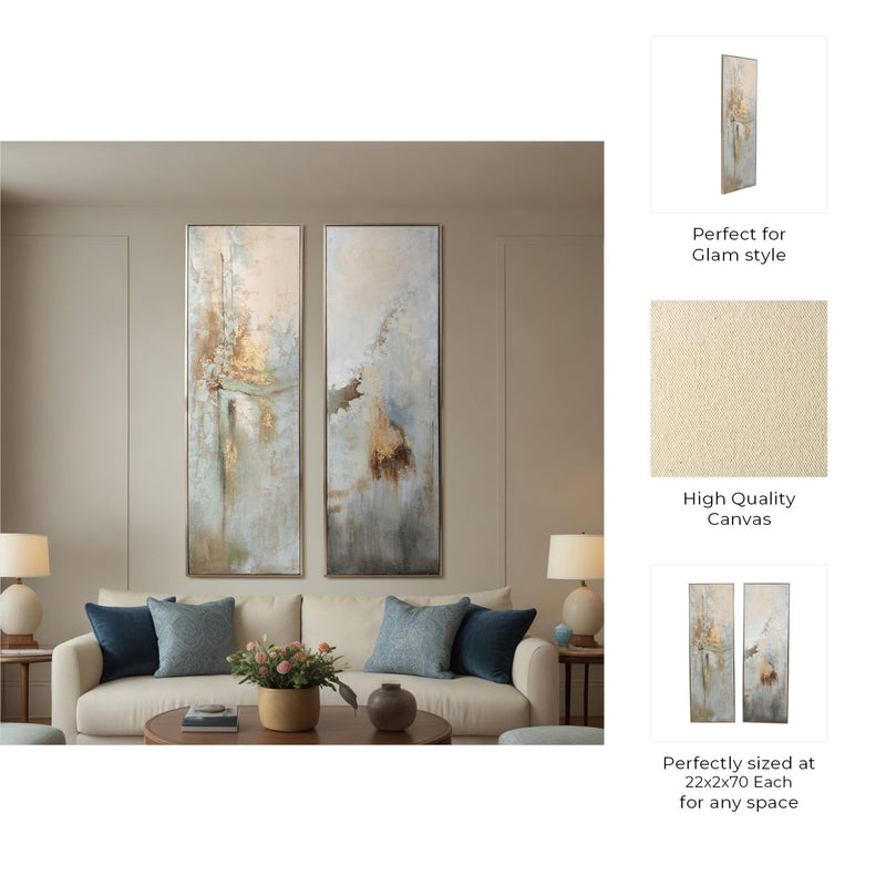 S/2 22x70 Felizia Handpainted Wall Art - Al Rugaib Furniture