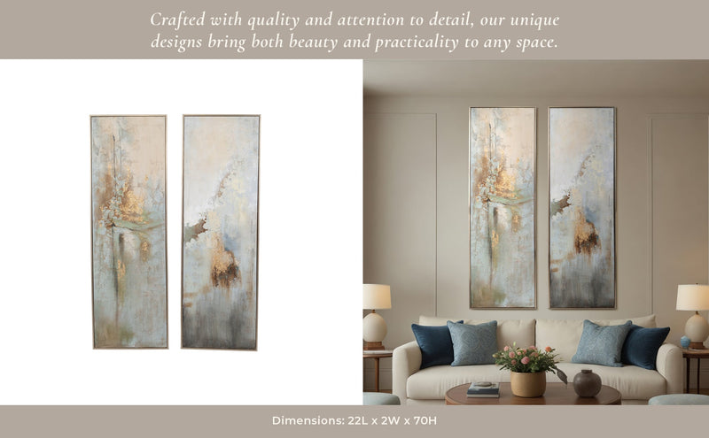 S/2 22x70 Felizia Handpainted Wall Art - Al Rugaib Furniture