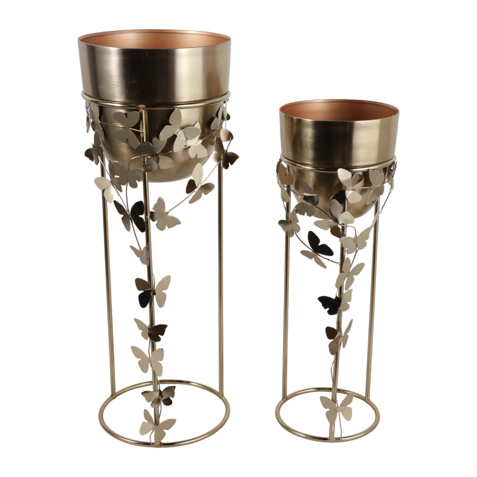 S/2 24/29" Trailing Butterflies Planters, Gold Planter| Sagebrook Home