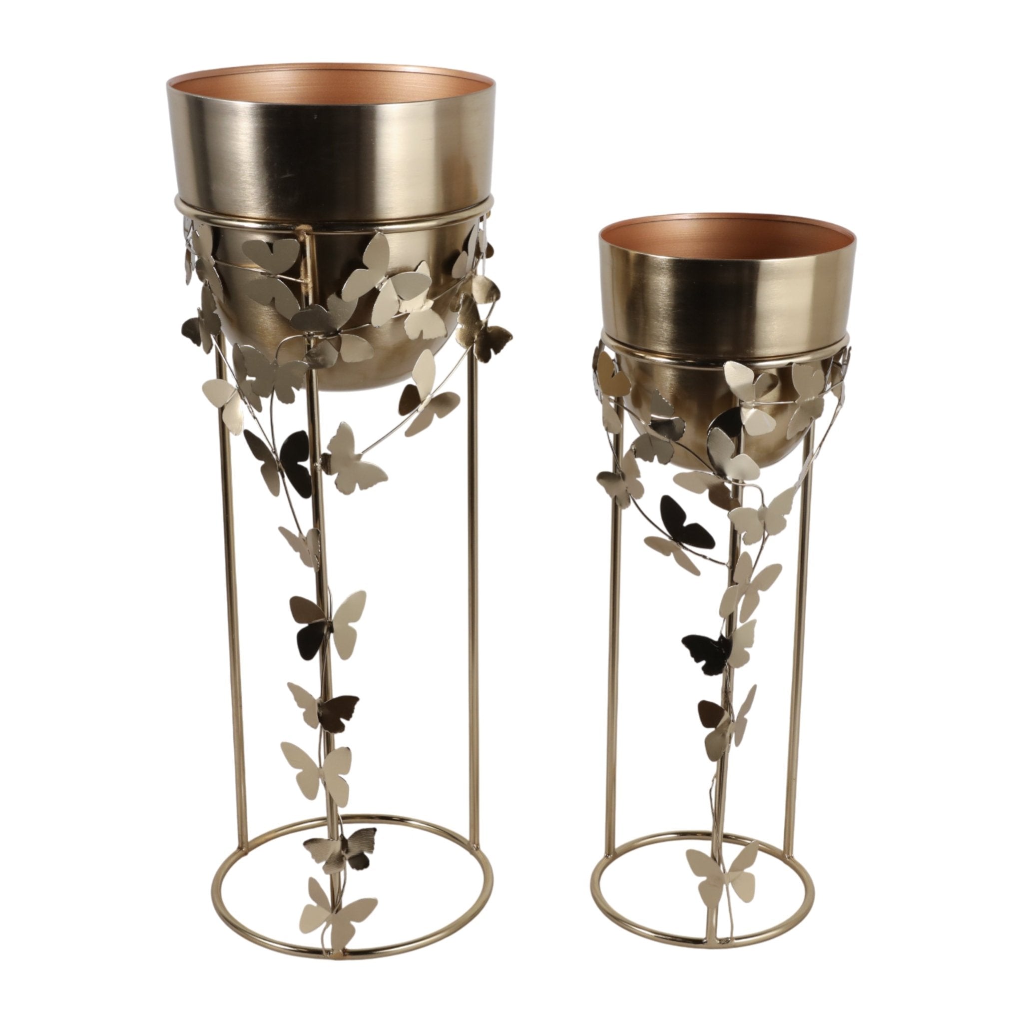 S/2 24/29" Trailing Butterflies Planters, Gold Planter| Sagebrook Home