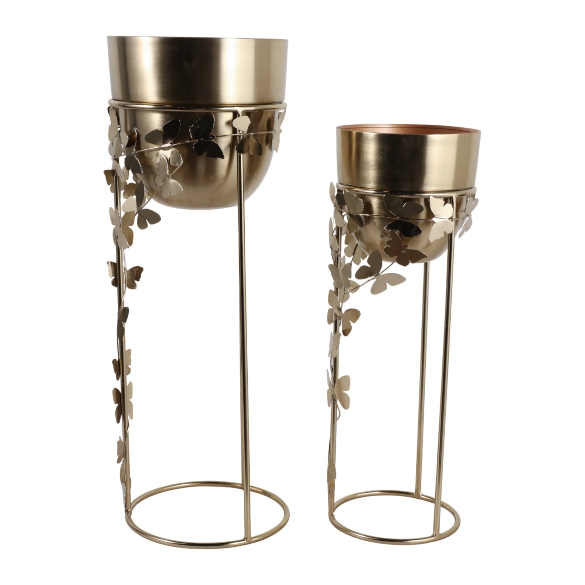 S/2 24/29" Trailing Butterflies Planters, Gold Planter| Sagebrook Home