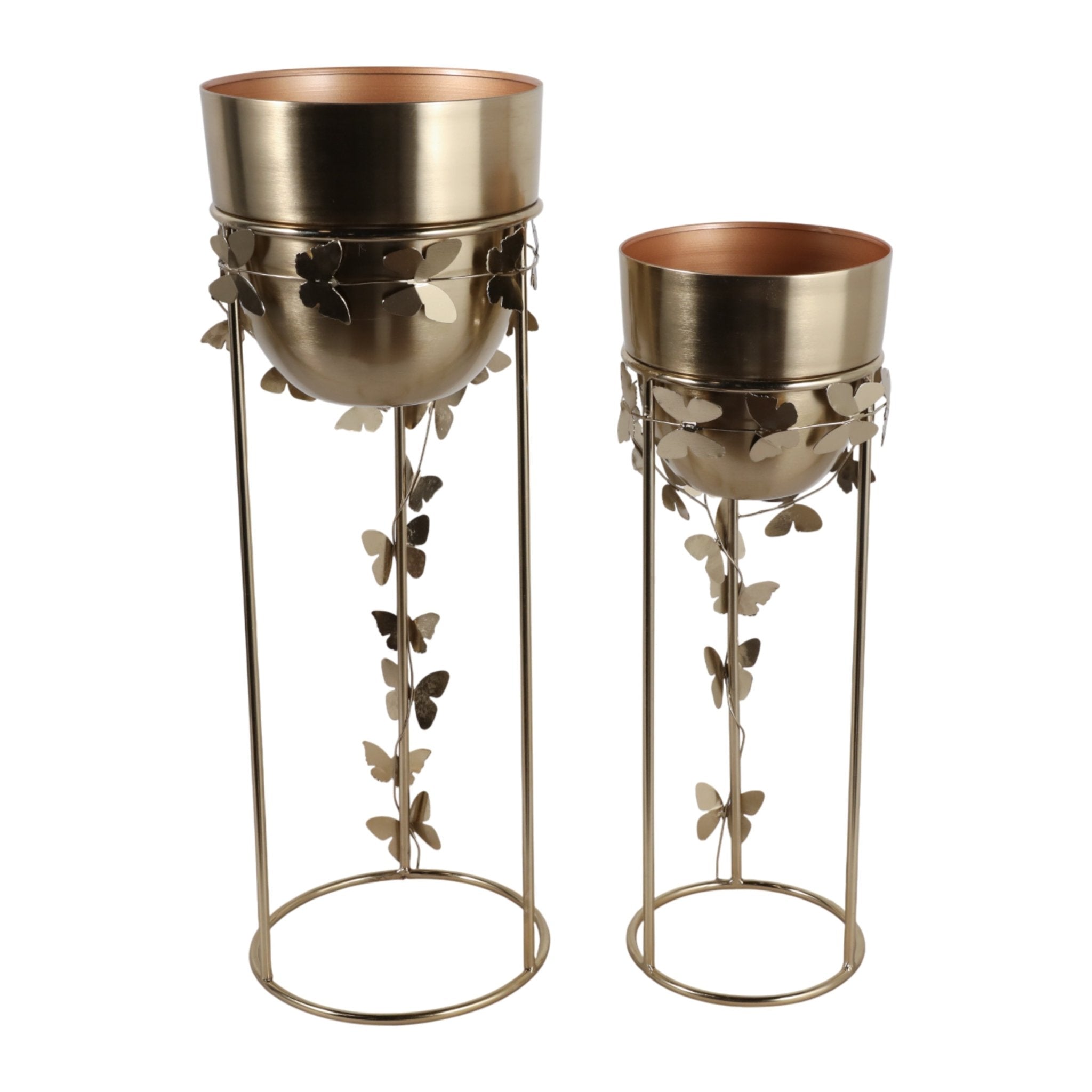 S/2 24/29" Trailing Butterflies Planters, Gold Planter| Sagebrook Home