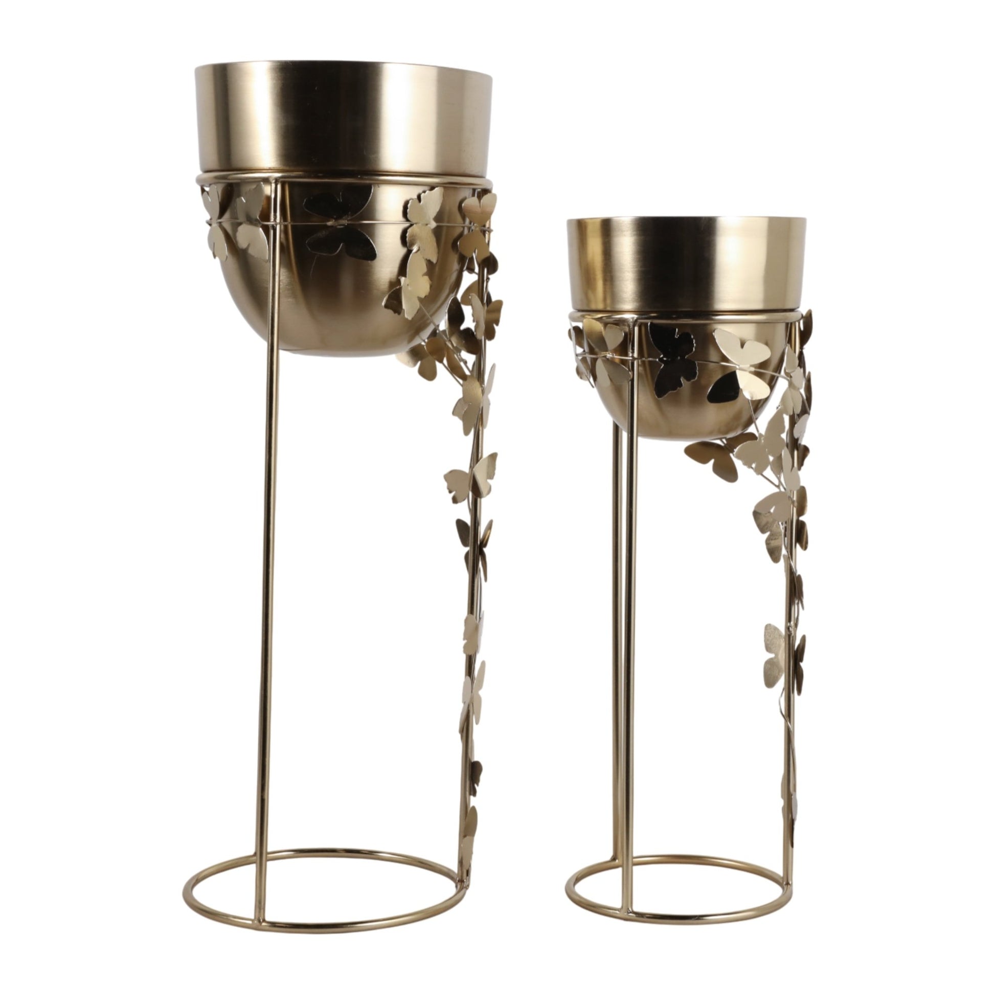 S/2 24/29" Trailing Butterflies Planters, Gold Planter| Sagebrook Home