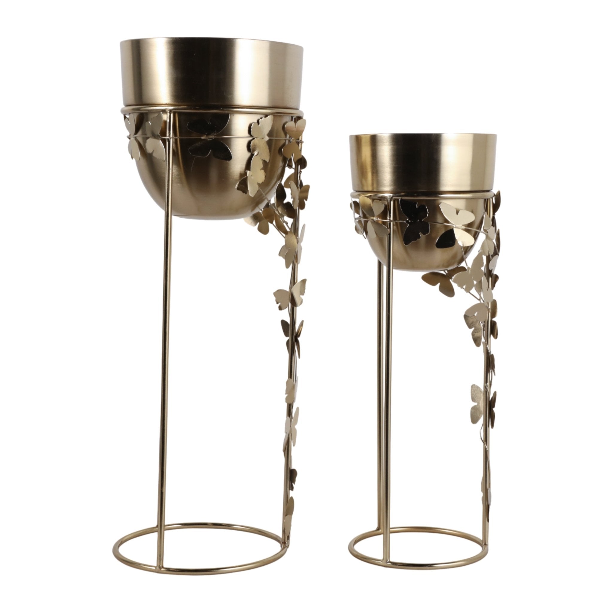 S/2 24/29" Trailing Butterflies Planters, Gold Planter| Sagebrook Home