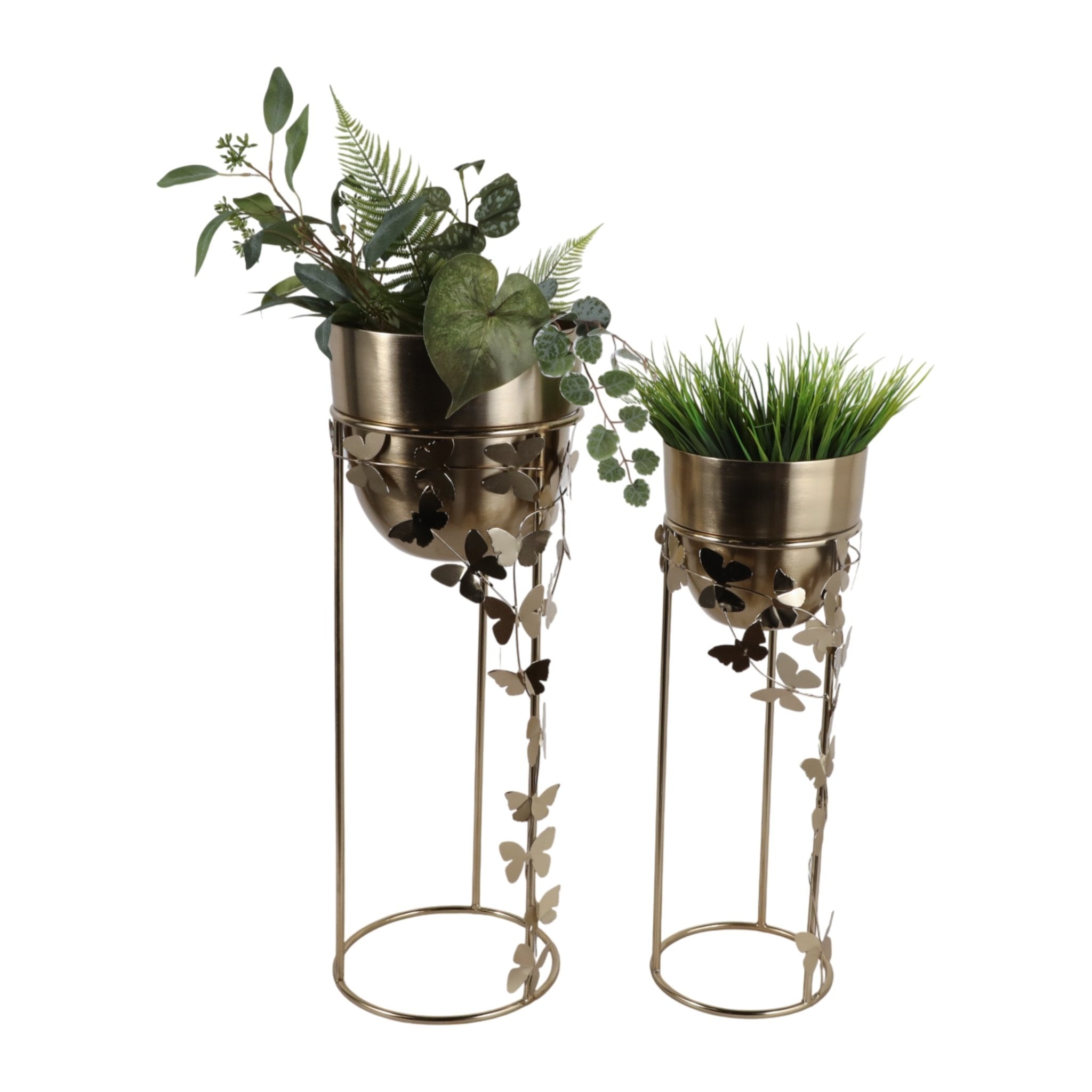 S/2 24/29" Trailing Butterflies Planters, Gold Planter| Sagebrook Home