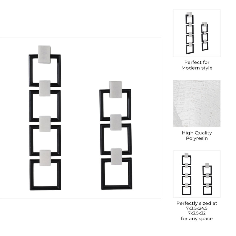 S/2 24/32" Lovell Wall Chains, White/blk - Al Rugaib Furniture