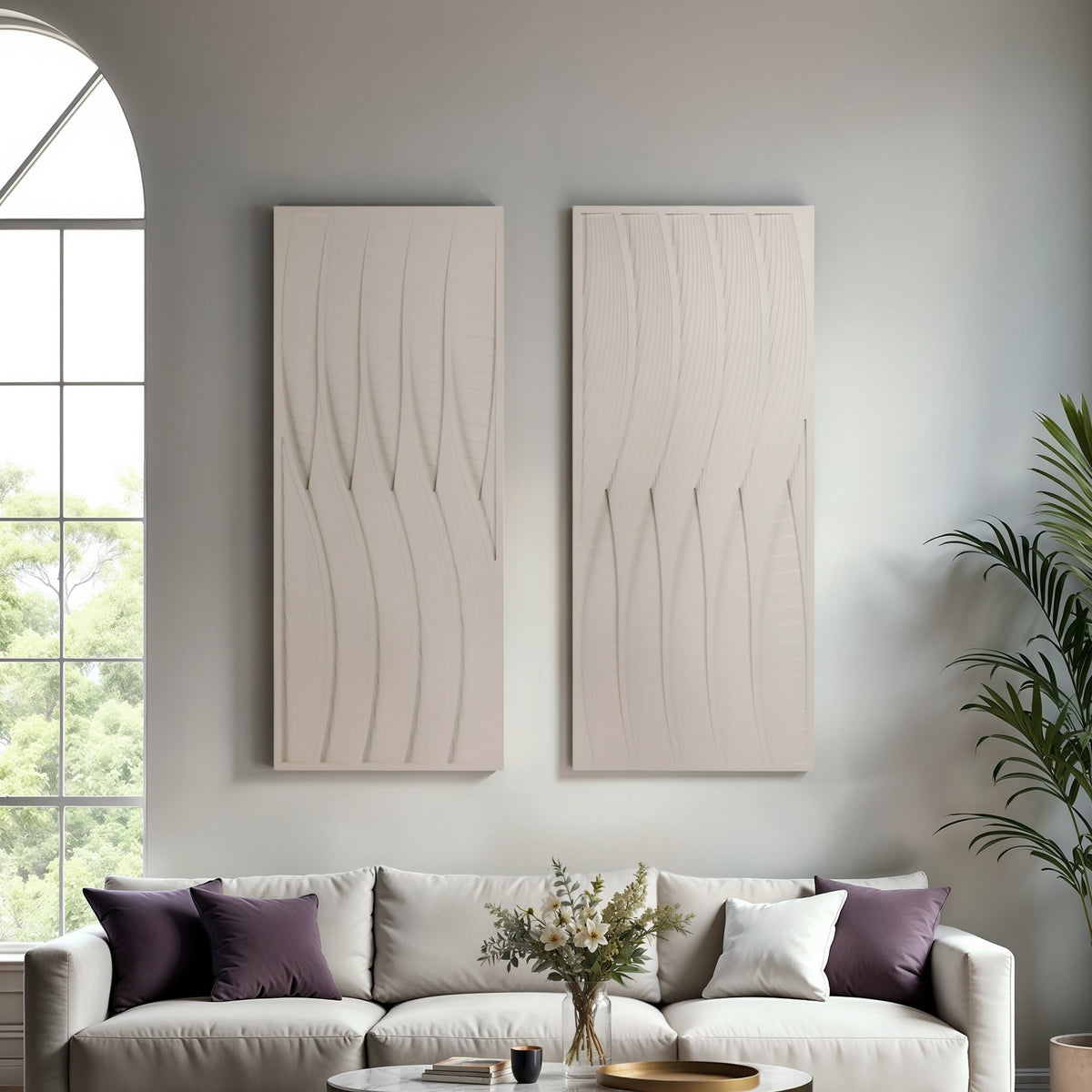 S/2 24X59 TRINITY DIMENSIONAL PLASTER WALL ART Wall Art| Sagebrook Home