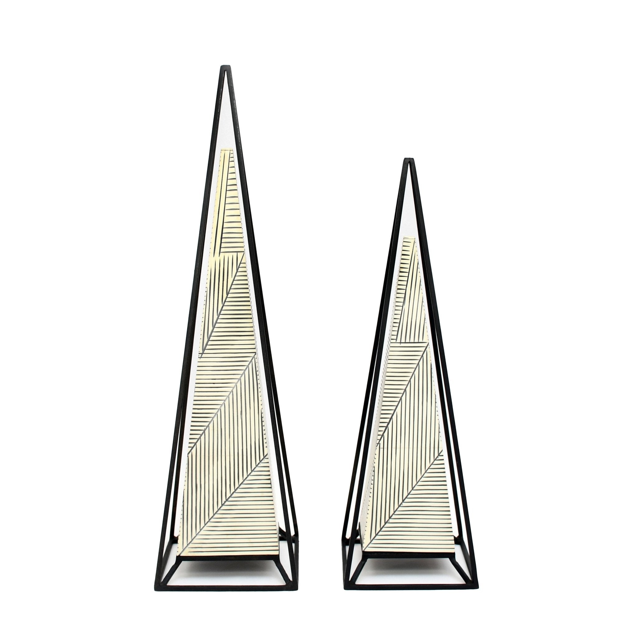 S/2 26/21" Carlisle Large Black And White Pyramids Table Decors| Sagebrook Home