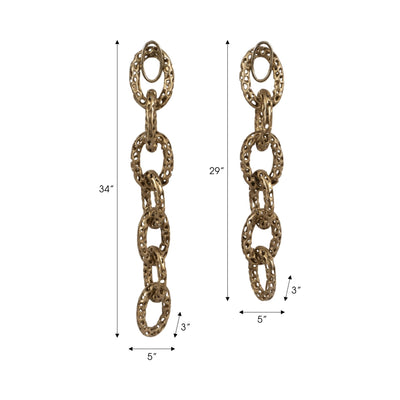 S/2 29/34" Mahin Metal Wall Links, Champagne - Al Rugaib Furniture