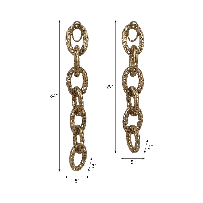 S/2 29/34" Mahin Metal Wall Links, Champagne - Al Rugaib Furniture