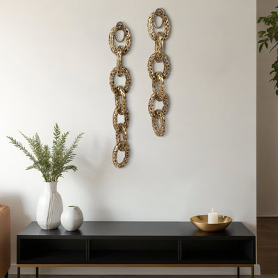 S/2 29/34" Mahin Metal Wall Links, Champagne - Al Rugaib Furniture