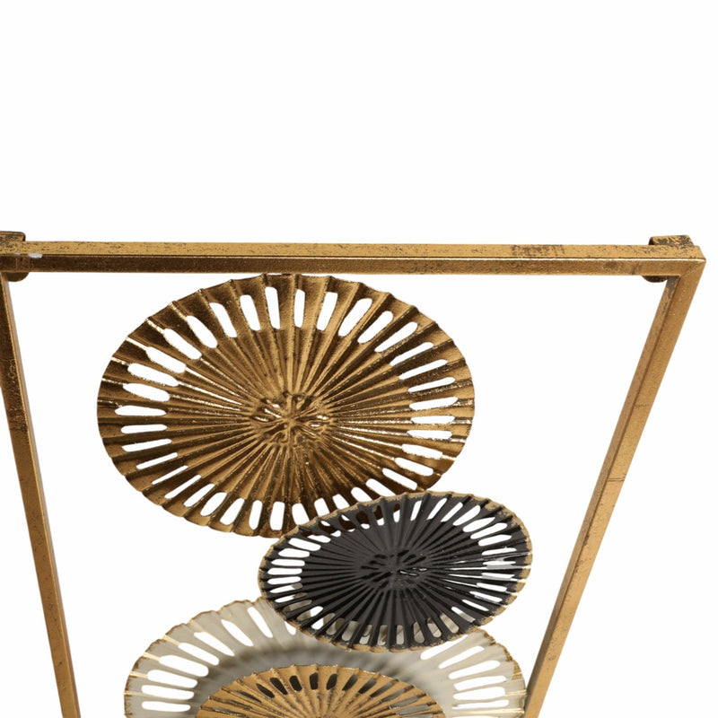 S/2 32" Pierced Disc Metal Wall Panels, Gold Multi - Al Rugaib Furniture