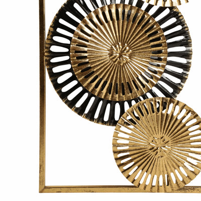 S/2 32" Pierced Disc Metal Wall Panels, Gold Multi - Al Rugaib Furniture