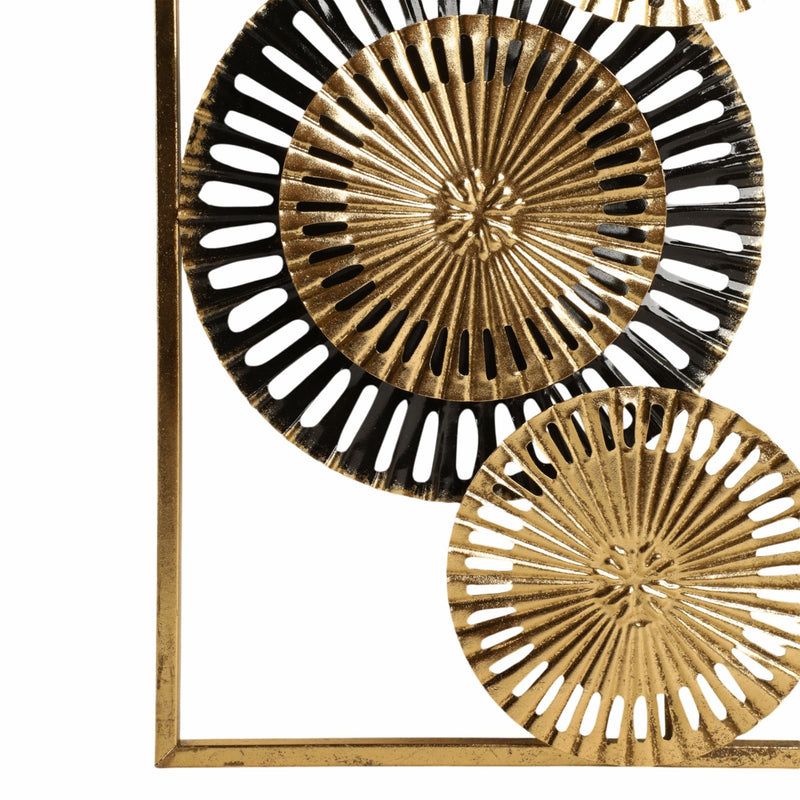 S/2 32" Pierced Disc Metal Wall Panels, Gold Multi - Al Rugaib Furniture