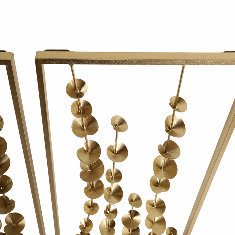 S/2 32" Small Blooms Metal Wall Panels, Gold - Al Rugaib Furniture