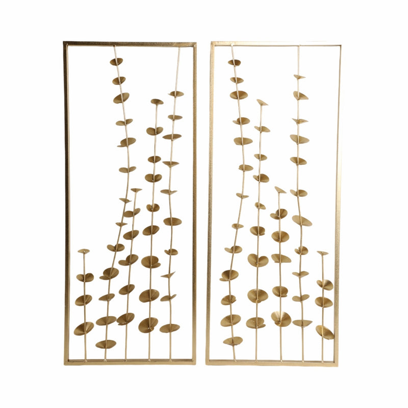 S/2 32" Small Blooms Metal Wall Panels, Gold - Al Rugaib Furniture