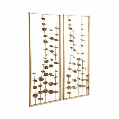 S/2 32" Small Blooms Metal Wall Panels, Gold - Al Rugaib Furniture