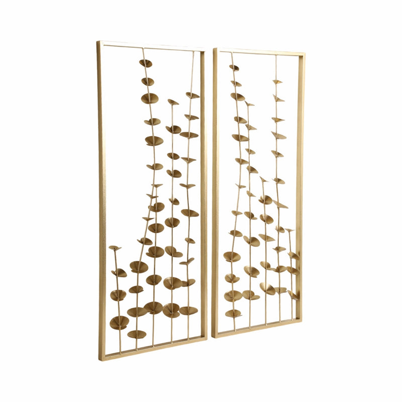 S/2 32" Small Blooms Metal Wall Panels, Gold - Al Rugaib Furniture
