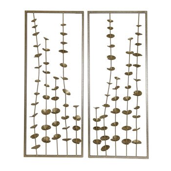 S/2 32" Small Blooms Metal Wall Panels, Gold - Al Rugaib Furniture
