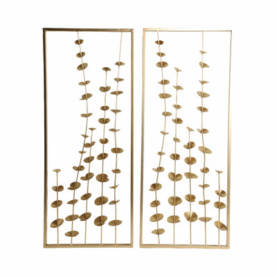 S/2 32" Small Blooms Metal Wall Panels, Gold - Al Rugaib Furniture