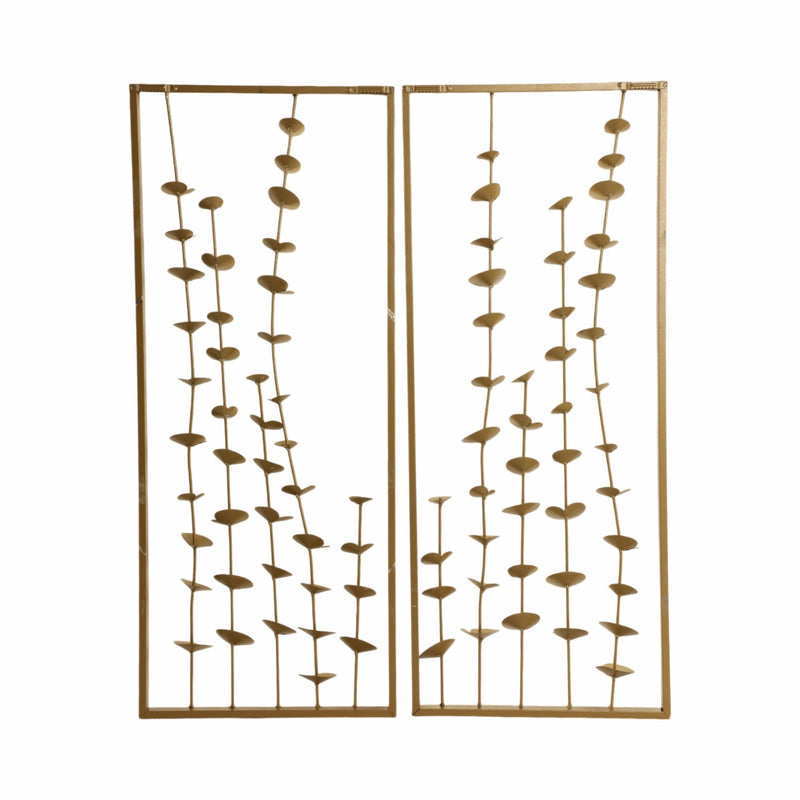 S/2 32" Small Blooms Metal Wall Panels, Gold - Al Rugaib Furniture