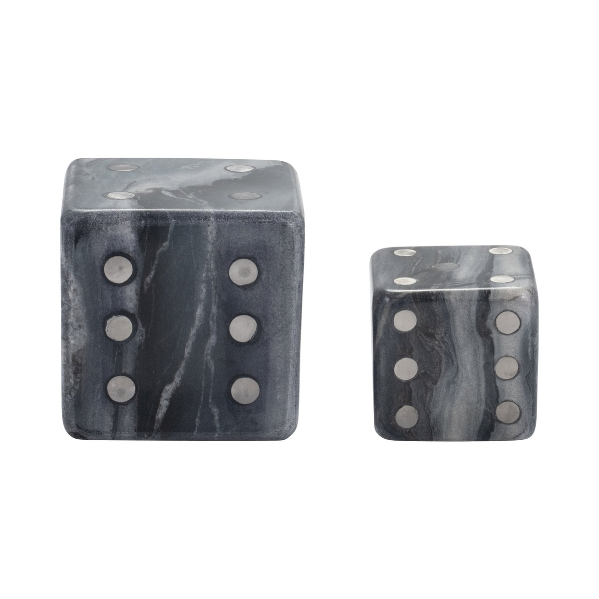 S/2 3/4" Mistry Grey Marble Dice Table Decors| Sagebrook Home